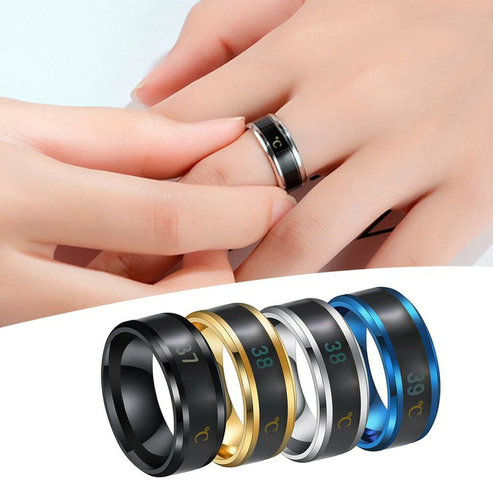 Fashion Smart Ring Multifunctional Temperature Couple Ring Titanium Steel Finger Jewelry Fingertip Temperature Sensor Rings New